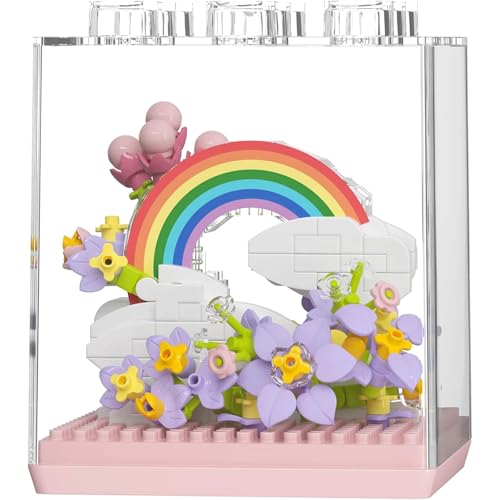 Canollo Blumen Bausteine Set, Regenbogen Blumen Klemmbausteine mit Schutzhülle und Sockel, Micro Blumen Bausteine, Künstliche Regenbogen Blumen Botanische, DIY Bauspielzeugsets Canollo Blumen Bausteine Set, Regenbogen Blumen Klemmbausteine mit Schutzhülle und Sockel, Micro Blumen Bausteine, Künstliche Regenbogen Blumen Botanische, DIY Bauspielzeugsets von Canollo