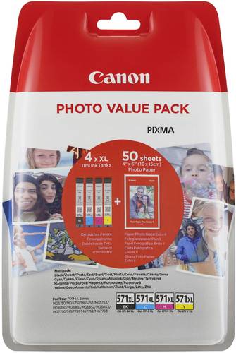 Canon Druckerpatrone CLI-571CMYBK Photo Value Pack XL Original Kombi-Pack Schwarz, Gelb, Cyan, Magen von Canon
