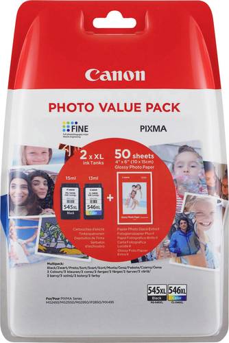Canon Druckerpatrone PG-545 XL/CL-546XL Photo Value Pack Original Kombi-Pack Schwarz, Cyan, Magenta, von Canon