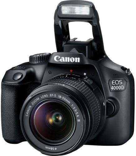 Canon EOS 4000D Kit 18-55mm III Digitale Spiegelreflexkamera EF-S 18-55mm IS II 18 Megapixel Schwarz von Canon