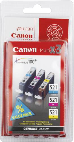 Canon Druckerpatrone CLI-521 CMY Original Kombi-Pack Cyan, Magenta, Gelb 2934B010 von Canon