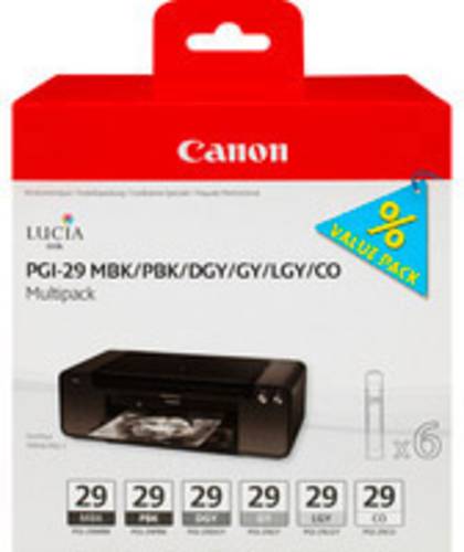 Canon Druckerpatrone PGI-29 Original Kombi-Pack Grau, Hell Grau, Schwarz, Matt Schwarz, Photo Schwar von Canon