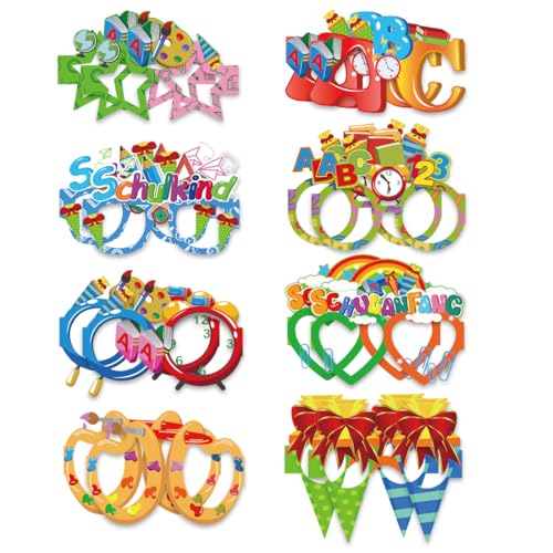 Capaneus 16 Stück Einschulung Deko,Schulanfang Schulkind Brille,deko Schulanfang für Mädchen und Junge,Schulanfang Partybrillen,Einschulungsdeko Papier Partybrille Capaneus 16 Stück Einschulung Deko,Schulanfang Schulkind Brille,deko Schulanfang für Mädchen und Junge,Schulanfang Partybrillen,Einschulungsdeko Papier Partybrille von Capaneus