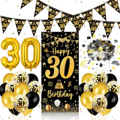 30 Geburtstag Deko Mann Frau, 30 Geburtstag Banner Schwarz Gold, Luftballons 30 Geburtstag Wimpel Girlande, Konfetti 30 Geburtstag, Tür Deko 30. Geburtstag Hintergrund für Männer Frauen Party Deko 30 Geburtstag Deko Mann Frau, 30 Geburtstag Banner Schwarz Gold, Luftballons 30 Geburtstag Wimpel Girlande, Konfetti 30 Geburtstag, Tür Deko 30. Geburtstag Hintergrund für Männer Frauen Party Deko von Capaneus