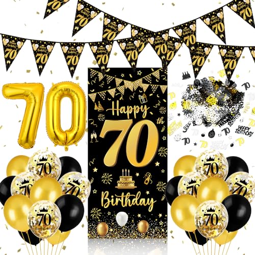 70 Geburtstag Deko Mann Frau, 70 Geburtstag Banner Schwarz Gold, Luftballons 70 Geburtstag Wimpel Girlande, Konfetti 70 Geburtstag, Tür Deko 70. Geburtstag Hintergrund für Männer Frauen Party Deko 70 Geburtstag Deko Mann Frau, 70 Geburtstag Banner Schwarz Gold, Luftballons 70 Geburtstag Wimpel Girlande, Konfetti 70 Geburtstag, Tür Deko 70. Geburtstag Hintergrund für Männer Frauen Party Deko von Capaneus