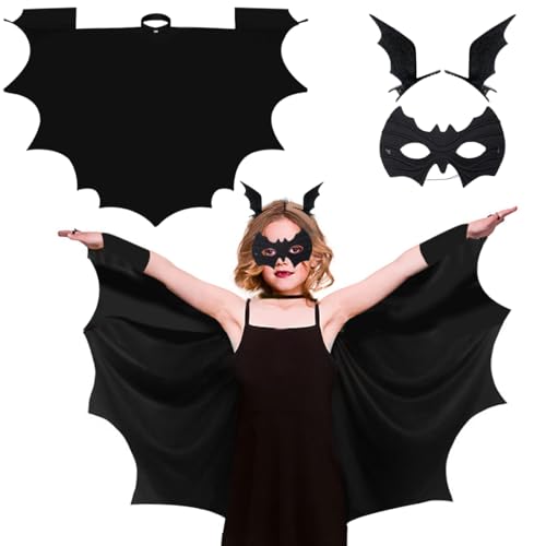 Capaneus Fledermaus Kostüm Kinder, Fledermauskostüm Vampir Halloween Kostüm, Fledermausflügel Vampir, Mädchen Junge Faschingskostüme Karneval Kostüm von Capaneus