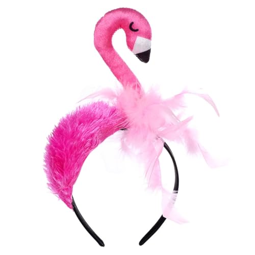 Capaneus Haarreif Flamingo mit Federn, Stirnband Haarband Flamingo, Kopfschmuck Accessoire Flamingo, Tropischer Haarreifen für Damen Mädchen Hawaii Party Karneval Fasching Sommer Party von Capaneus