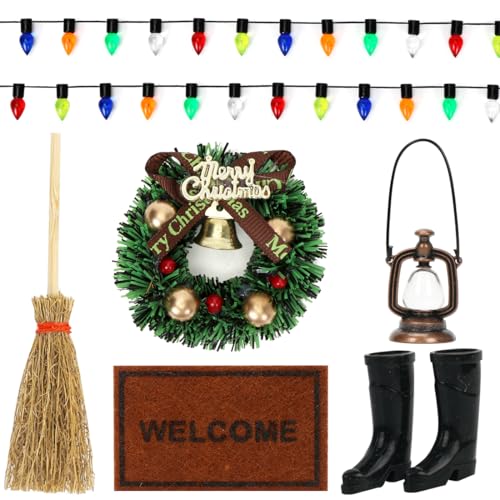 Miniatur Garten Puppenhaus Zubehör Weihnachten, Puppenhausmöbel Wichtel Zubehör Weihnachten, Wichteltür Zubehör mit Wichtel Stiefel, Wichtel Besen, Wichtelzubehör für Weihnachtswichtel Tür Miniatur Garten Puppenhaus Zubehör Weihnachten, Puppenhausmöbel Wichtel Zubehör Weihnachten, Wichteltür Zubehör mit Wichtel Stiefel, Wichtel Besen, Wichtelzubehör für Weihnachtswichtel Tür von Capaneus