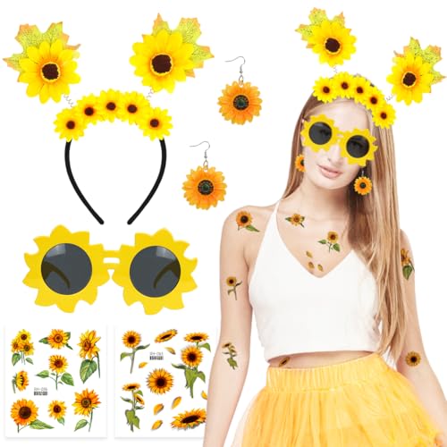 Capaneus 6 PCS Sonnenblumen Kostüm,Sonnenblumen Deko,Sonnenblumen Haarreif,Ohrringe,Sonnenbrille,Sonnenblume Tattoos,Kostüm Sonnenblume für Karneval Halloween Fasching Capaneus 6 PCS Sonnenblumen Kostüm,Sonnenblumen Deko,Sonnenblumen Haarreif,Ohrringe,Sonnenbrille,Sonnenblume Tattoos,Kostüm Sonnenblume für Karneval Halloween Fasching von Capaneus