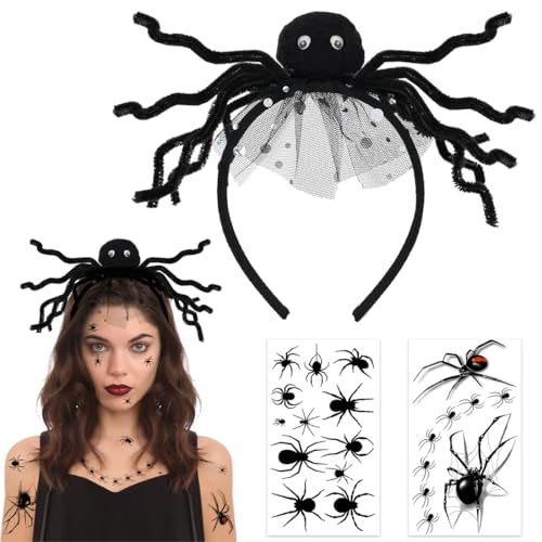 Spinnen Haarreif Halloween, Halloween Haarschmuck Spinne Kinder Damen, Halloween Kopfschmuck Spinne mit Tattoos, Accessoire Haarreif Spinne Kostüm für Kinder Damen Halloween Fasching Karneval Spinnen Haarreif Halloween, Halloween Haarschmuck Spinne Kinder Damen, Halloween Kopfschmuck Spinne mit Tattoos, Accessoire Haarreif Spinne Kostüm für Kinder Damen Halloween Fasching Karneval von Capaneus