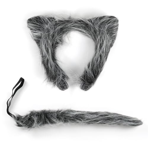 Capaneus Werwolf Kostüm, Plüsch Wolfsschwanz Wolf Ohr Haarband, Wolfskostüm für Damen & Herren, Cosplay Kostüm Set für Karneval, Party Wolfskostüm Accessoire von Capaneus