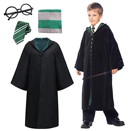 Capaneus Zauberer Kostüm Kinder, Magier Robe, Zauberer Umhang Kostüm set für Kinder Erwachsene, mit Krawatte, Schal und Brillen, Unisex Uniform College Kostüm für Karneval, Halloween Magier Cosplay Capaneus Zauberer Kostüm Kinder, Magier Robe, Zauberer Umhang Kostüm set für Kinder Erwachsene, mit Krawatte, Schal und Brillen, Unisex Uniform College Kostüm für Karneval, Halloween Magier Cosplay von Capaneus