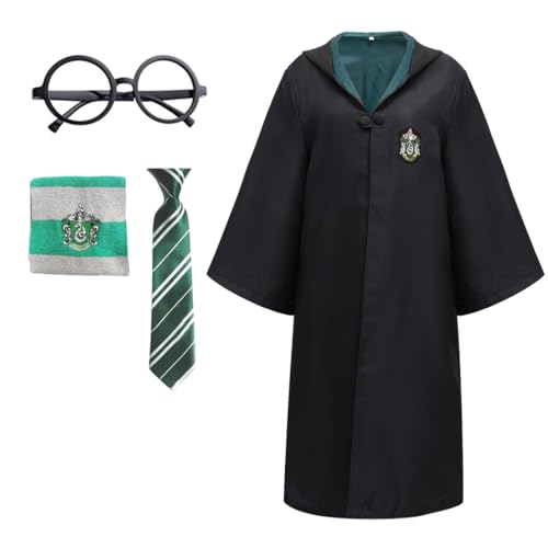 Capaneus Zauberer Kostüm Kinder, Magier Robe, Zauberer Umhang Kostüm set für Kinder Erwachsene, mit Krawatte, Schal und Brillen, Unisex Uniform College Kostüm für Karneval, Halloween Capaneus Zauberer Kostüm Kinder, Magier Robe, Zauberer Umhang Kostüm set für Kinder Erwachsene, mit Krawatte, Schal und Brillen, Unisex Uniform College Kostüm für Karneval, Halloween von Capaneus