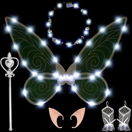Feenflügel Kinder Erwachsene Feenflügel Leuchtend, Feenflügel Damen Fee Kostüm mit LED Fee Stirnband und Fee Zauberstab, Elfenflügel Schmetterlingsflügel Fairy Wings für Karneval Cosplay Kostüm (Weiß) Feenflügel Kinder Erwachsene Feenflügel Leuchtend, Feenflügel Damen Fee Kostüm mit LED Fee Stirnband und Fee Zauberstab, Elfenflügel Schmetterlingsflügel Fairy Wings für Karneval Cosplay Kostüm (Weiß) von Capaneus