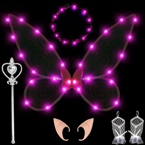 Feenflügel Kinder Erwachsene Feenflügel Leuchtend, Feenflügel Damen Fee Kostüm mit LED Fee Stirnband und Fee Zauberstab, Elfenflügel Schmetterlingsflügel Fairy Wings für Karneval Cosplay Kostüm (Rot) Feenflügel Kinder Erwachsene Feenflügel Leuchtend, Feenflügel Damen Fee Kostüm mit LED Fee Stirnband und Fee Zauberstab, Elfenflügel Schmetterlingsflügel Fairy Wings für Karneval Cosplay Kostüm (Rot) von Capaneus