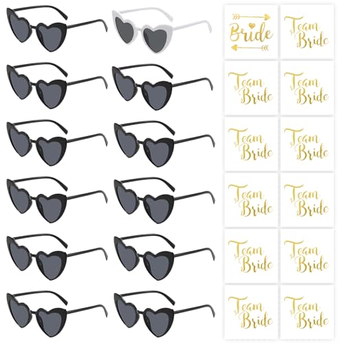 Herz Sonnenbrille Hochzeit Damen, 24 Stück Bride to Be Deko Sonnenbrille Herzform und Team Tattoo Aufkleber, Party Brillen Herz Sonnenbrille Team Bride, Hippie Herzförmige Brille für Wedding Décor Herz Sonnenbrille Hochzeit Damen, 24 Stück Bride to Be Deko Sonnenbrille Herzform und Team Tattoo Aufkleber, Party Brillen Herz Sonnenbrille Team Bride, Hippie Herzförmige Brille für Wedding Décor von Capaneus