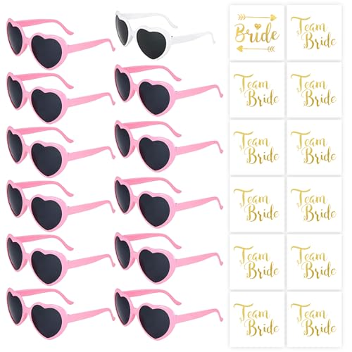 Herz Sonnenbrille Hochzeit Damen, 24 Stück Bride to Be Deko Sonnenbrille Herzform und Team Tattoo Aufkleber, Party Brillen Herz Sonnenbrille Team Bride, Hippie Herzförmige Brille für Wedding Décor Herz Sonnenbrille Hochzeit Damen, 24 Stück Bride to Be Deko Sonnenbrille Herzform und Team Tattoo Aufkleber, Party Brillen Herz Sonnenbrille Team Bride, Hippie Herzförmige Brille für Wedding Décor von Capaneus