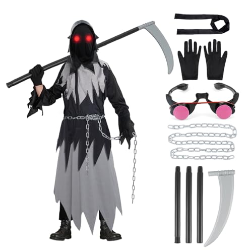 Sensenmann Kostüm Kinder Jungen, Halloween Kostüm Sensenmann, Schwarz Sensenmann Kostüm Kinder mit Sense, Kinderkostüm Sensenmann für Halloween Cosplay, Karneval Party, Gruselige Halloween Kostüme Sensenmann Kostüm Kinder Jungen, Halloween Kostüm Sensenmann, Schwarz Sensenmann Kostüm Kinder mit Sense, Kinderkostüm Sensenmann für Halloween Cosplay, Karneval Party, Gruselige Halloween Kostüme von Capaneus