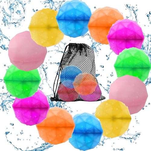 12 Stück Wiederverwendbare Wasserbomben, Silikon Wasserbomben mit Mesh Bag, Wiederverwendbar Spritzbälle, Wiederbefüllbare Wasserballons für Kinder Erwachsene Sommer Pool Wasserspielzeug 12 Stück Wiederverwendbare Wasserbomben, Silikon Wasserbomben mit Mesh Bag, Wiederverwendbar Spritzbälle, Wiederbefüllbare Wasserballons für Kinder Erwachsene Sommer Pool Wasserspielzeug von Capgoost