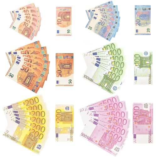 120 Blätter Spielgeld Euro Scheine, Falschgeld 10/20/50/100/200/500€, Fake Geld, Copy Money, Kinder Geld Kaufmannsladen Zubehör, Kaufladen Zubehör Spielgeld Euro zum Rechnen und Lernen von Capgoost