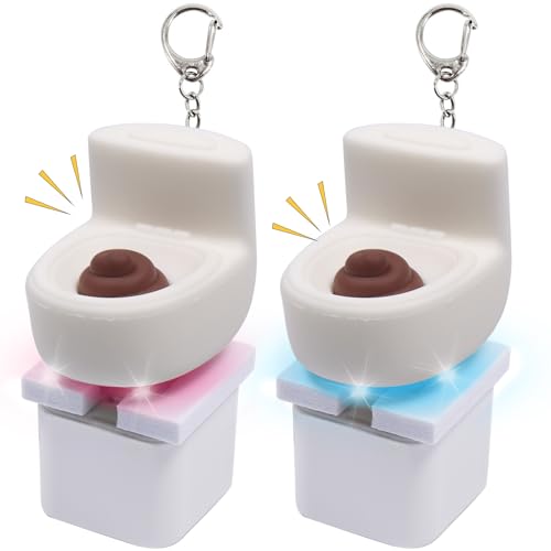 2 Stück Tastatur Fidget Toys, LED Anti Stress Schlüsselanhänger, Lustig Toiletten Schlüsselanhänger mit Licht & Sound, Abnehmbarer Keycap Keychain, Clicker Antistress Spielzeug für Kinder Erwachsene von Capgoost