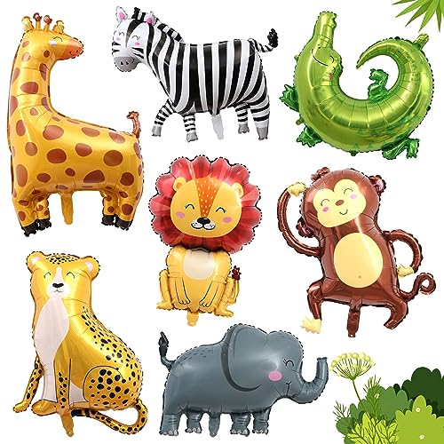 Folienballon Tiere, 7 Stücke Jungle Safari Tierballons, Waldtiere Luftballon Kinder Geburtstag Deko, Helium Ballons Löwe Leopard Elefant Giraffe Zebra Affe, Tiere Ballon Party Dekorationen Folienballon Tiere, 7 Stücke Jungle Safari Tierballons, Waldtiere Luftballon Kinder Geburtstag Deko, Helium Ballons Löwe Leopard Elefant Giraffe Zebra Affe, Tiere Ballon Party Dekorationen von Capgoost