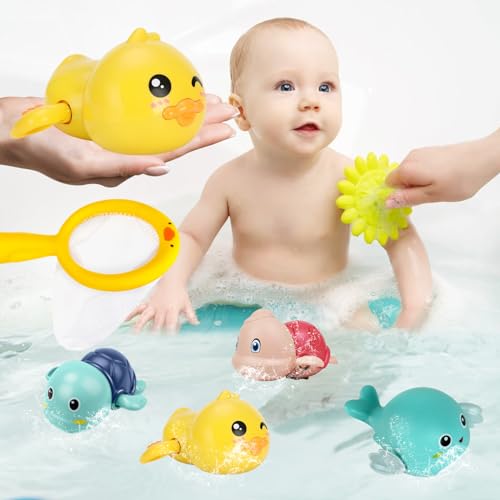 Capgoost Baby Badespielzeug, Badewannenspielzeug, Baby Spritzen Spielzeug, Kinder Wasserspielzeug, Badewanne Pool Spielzeug, Uhrwerk Kleine Tiere Schwimmbad Spielzeug für Kinder Jungen Mädchen (B) von Capgoost