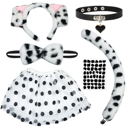 Dalmatiner Kostüm Kinder, 6 Stück Dalmatiner Kostüm Set, Hundeohren Haarreif und Dalmatiner Schwanz, Hundekostüm für Kinder, Tierkostüm Kinder Faschingskostüme Cosplay Karneval Kostüm Accessoires Dalmatiner Kostüm Kinder, 6 Stück Dalmatiner Kostüm Set, Hundeohren Haarreif und Dalmatiner Schwanz, Hundekostüm für Kinder, Tierkostüm Kinder Faschingskostüme Cosplay Karneval Kostüm Accessoires von Capgoost
