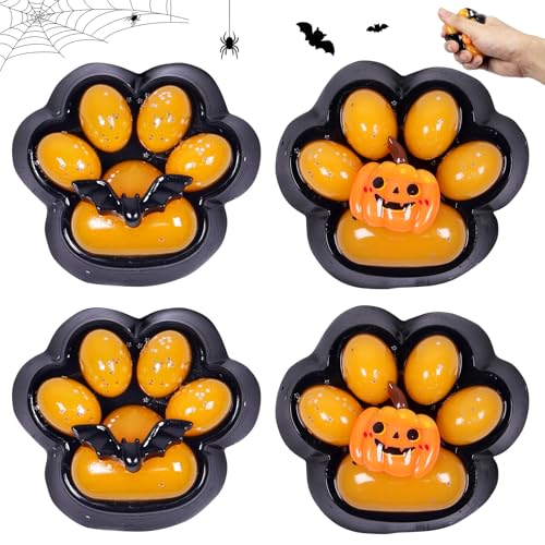 Halloween Spielzeug, 4 Stück Squishy Pfote, Halloween Squishy, Cat Paw Squishy Toy, Katzenpfoten Quetschspielzeuge, Halloween Mitgebsel Squeeze Spielzeug, Katze Pfote Squeeze Antistressball für Kinder von Capgoost