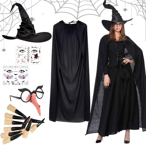 Hexenkostüm Damen Halloween, Hexehut, Hexe Umhang Halloween, Hexen Kostüm, Halloween Kostüm für Damen, Witch Costume Women, Hexen Accessoires, Kostüm Halloween Damen für Erwachsene Karneval Cosplay Hexenkostüm Damen Halloween, Hexehut, Hexe Umhang Halloween, Hexen Kostüm, Halloween Kostüm für Damen, Witch Costume Women, Hexen Accessoires, Kostüm Halloween Damen für Erwachsene Karneval Cosplay von Capgoost