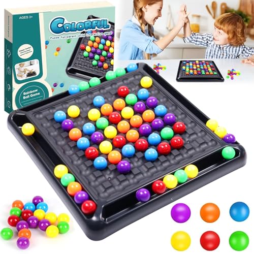 Intellektuelles Schachbrett Doppelduell - 84 Stück Brettspiel Kugeln, Regenbogenball Strategiespiele, Eliminierung Spiel, Bunte Kugeln Partyspiele von Capgoost