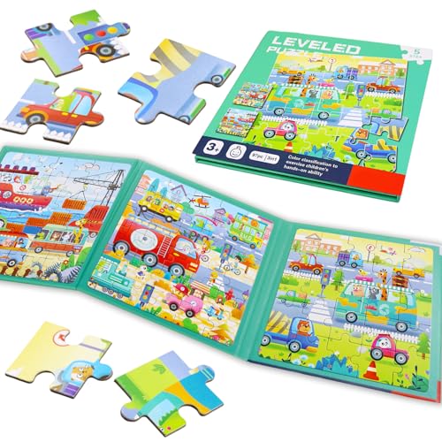 Kinderpuzzle Magnet Puzzle, 25-30-42 Teile Magnetpuzzle für Kinder, 3-in-1 Magnete Puzzlebuchen Verkehr, Magnet Puzzle Kinder Lernspielzeug, Beschäftigung für Kinder im Autofahrt Flugzeug ab 3 Jahre von Capgoost