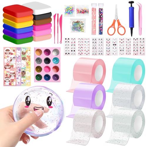 Nano Tape Bubbles Set, 70 Stück Magie Nano Klebeband, Blowing Bubble Tape, DIY Nano Doppelseitiges Klebeband, Transparentes Nanoband, Multipurpose Nano Tape Bubble Craft Kit für Kinder Mädchen Jungen von Capgoost