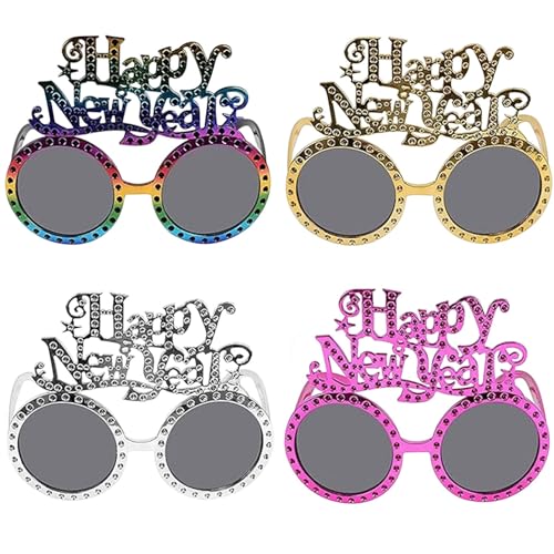 Silvester Brille, 4 Stück Frohes Neues Jahr Brillen, 2025 Neujahr Deko Brillen, Partybrille Silvester Lustige Foto Requisiten, Happy New Year Brillen Silvester Deko Brillen Requis Accessoires Silvester Brille, 4 Stück Frohes Neues Jahr Brillen, 2025 Neujahr Deko Brillen, Partybrille Silvester Lustige Foto Requisiten, Happy New Year Brillen Silvester Deko Brillen Requis Accessoires von Capgoost