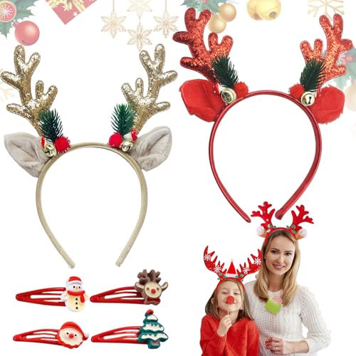 Rentier Haarreif, 2 Stück Haarreif Weihnachten, Geweih Haarreif, Weihnachts Haarspangen, Haarreif Rentier mit Ohren, Weihnachten Haarschmuck, Geweih Kopfschmuck für Weihnachten Fasching Karneval(A) Rentier Haarreif, 2 Stück Haarreif Weihnachten, Geweih Haarreif, Weihnachts Haarspangen, Haarreif Rentier mit Ohren, Weihnachten Haarschmuck, Geweih Kopfschmuck für Weihnachten Fasching Karneval(A) von Capgoost