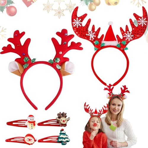 Rentier Haarreif, 2 Stück Haarreif Weihnachten, Geweih Haarreif, Weihnachts Haarspangen, Haarreif Rentier mit Ohren, Weihnachten Haarschmuck, Geweih Kopfschmuck für Weihnachten Fasching Karneval(B) Rentier Haarreif, 2 Stück Haarreif Weihnachten, Geweih Haarreif, Weihnachts Haarspangen, Haarreif Rentier mit Ohren, Weihnachten Haarschmuck, Geweih Kopfschmuck für Weihnachten Fasching Karneval(B) von Capgoost