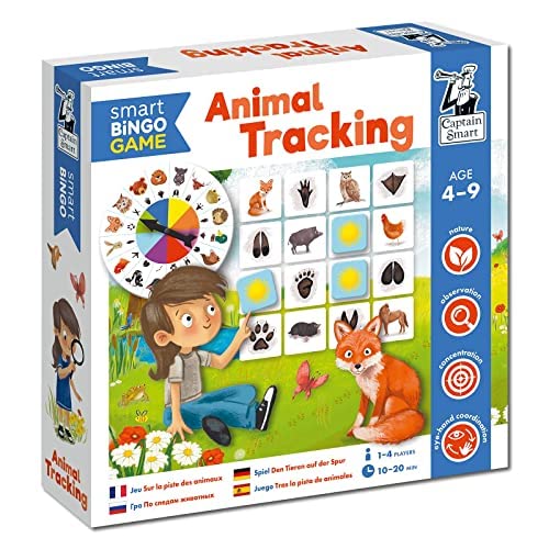 Captain Smart Bingo-Spiel, Bingo-Tierverfolgung | Tiere, Natur, Beobachtung | 1-4 Spieler | Familienspiel, Lernspielzeug, Geschenk für Kinder 4-9 Jahre alt von Captain Smart