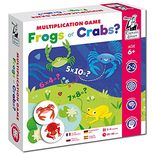 Captain Smart Lernspiel für Kinder, Frösche oder Krabben | Mathe, Zahlen, Addieren & Subtrahieren | Brettspiel für 6 Jahre alte Jungen & Mädchen | 2x2 Spieler | Geschenk für Kinder ab 6 Jahren von Captain Smart