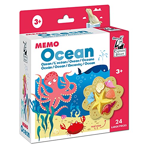 Captain Smart Lernspiel für Kinder, Memo Ozean | Natur, Tiere, Krake, Ocean | Spiel für 3 Jahre alte Jungen & Mädchen | 2+ Spieler | Puzzle, Lernspielzeug, Geschenk für Kinder 3-9 Jahre von Captain Smart