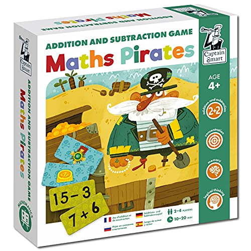 Captain Smart Lernspiel für Kinder, Mathe-Piraten | Mathe, Zahlen, Addieren & Subtrahieren | Brettspiel für 4 Jahre alte Jungen & Mädchen | 2x2 Spieler | Lernspielzeug, Geschenk für Kinder 4 Jahre von Captain Smart