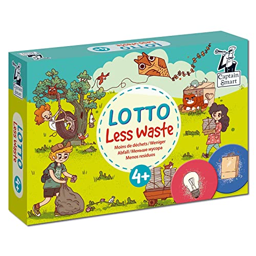 Captain Smart | Memory-Spiel | Ökologie, Umweltschutz, Natur | Lernspiel für Kinder | Brettspiel für 4-Jährige Jungen & Mädchen | 1-6 Spieler | Lernspielzeug, Geschenk für Kinder (Lotto Less Waste) von Captain Smart