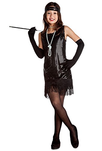 Schwarzes Charleston-Kostüm mit Fransen für Ein Mädchen von Car&Gus