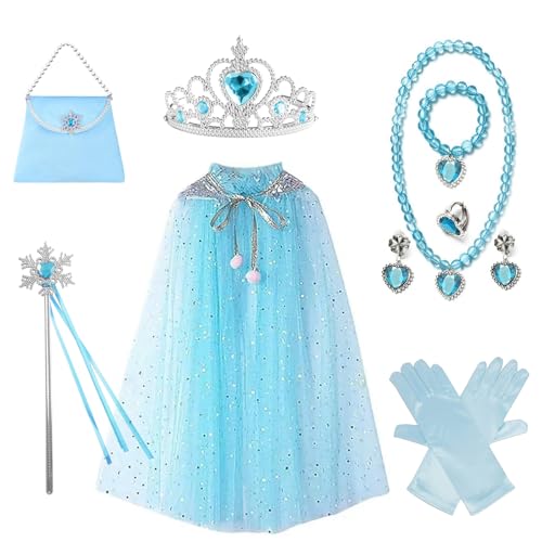 Prinzessinnenkostüme für Mädchen – 11-teiliges Prinzessinnen-Umhang-Set für kleine Mädchen ab 3 Jahren, inklusive funkelndem Umhang, Krone, Zauberstab, Schmuck, Geldbörse und Zubehör, Geschenk für Prinzessinnenkostüme für Mädchen – 11-teiliges Prinzessinnen-Umhang-Set für kleine Mädchen ab 3 Jahren, inklusive funkelndem Umhang, Krone, Zauberstab, Schmuck, Geldbörse und Zubehör, Geschenk für von CarPlusStudio