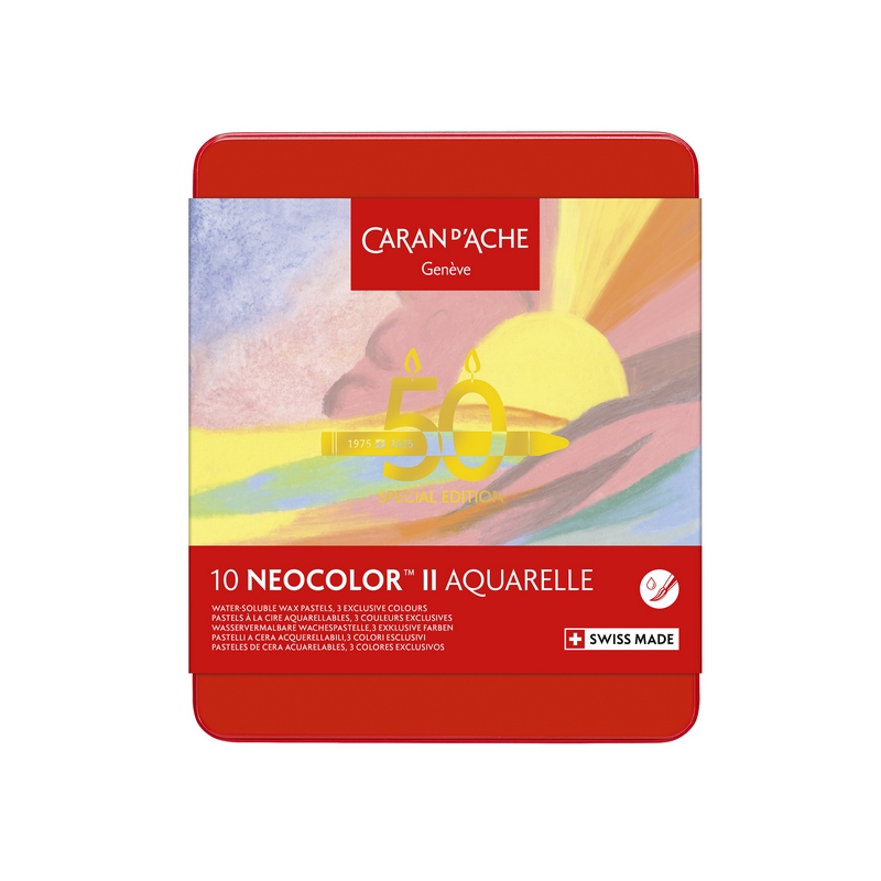 Caran d'Ache Künstlerkreide NEOCOLOR II Aquarelle Pastel 10 Stk. - 50 Jahre Special Edition von Caran d'Ache