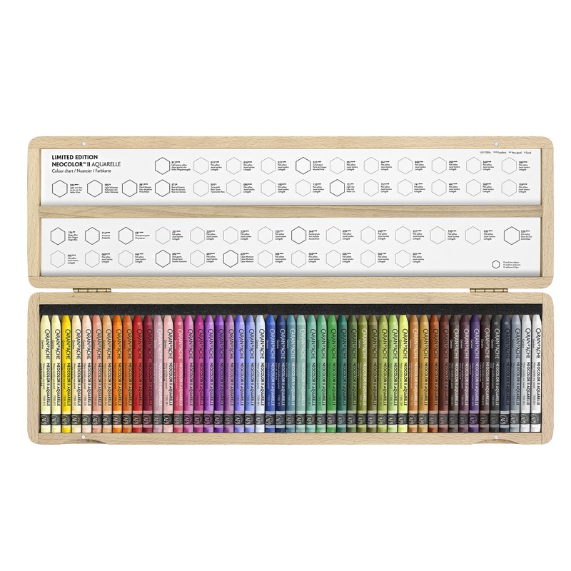 Caran d'Ache Künstlerkreide NEOCOLOR II Aquarelle im Holzkoffer 50 Stk. - 50 Jahre Special Edition Caran d'Ache Künstlerkreide NEOCOLOR II Aquarelle im Holzkoffer 50 Stk. - 50 Jahre Special Edition von Caran d'Ache