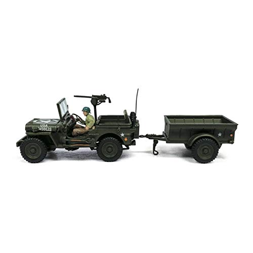 Cararama 813016 Jeep Avec Remorque MetalJeep 1/43 degré Militär Sammelfahrzeug, Verte von Cararama