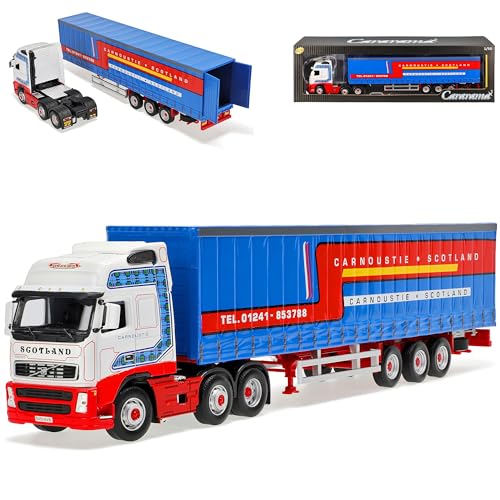 Cararama Volvo FH12 3 Achser LKW Sattelzug Carnoustie Weiss Rot 1/50 Modell Auto von Cararama