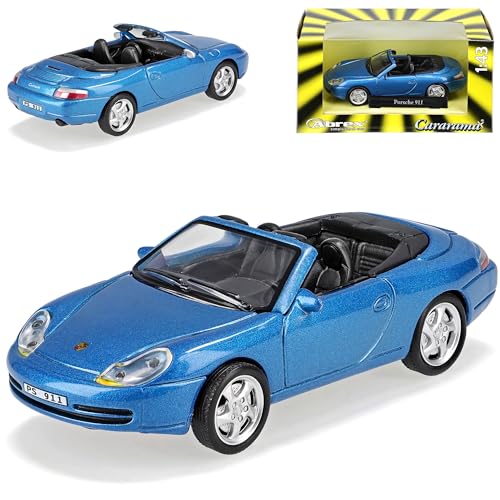 Cararama Porsche 911 996 Cabrio Blau Cabriolet Offen 1/43 Modellauto Modell Auto von Cararama