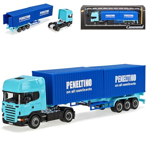 Cararama Scania Topline Blau mit 2 Container LKW 1/87 Modell Auto von Cararama