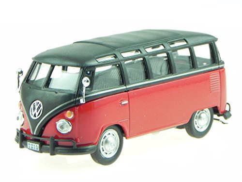VW T1 Samba rot-schwarz Bus Bulli Modellauto in Vitrine Cararama 1:43 von Cararama